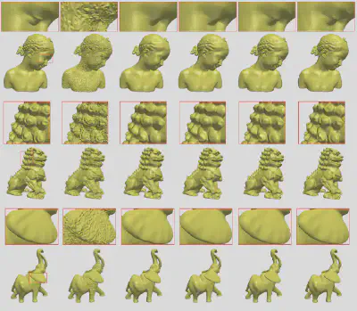 Performance comparison of different sparse recovery methods on static 3D meshes.